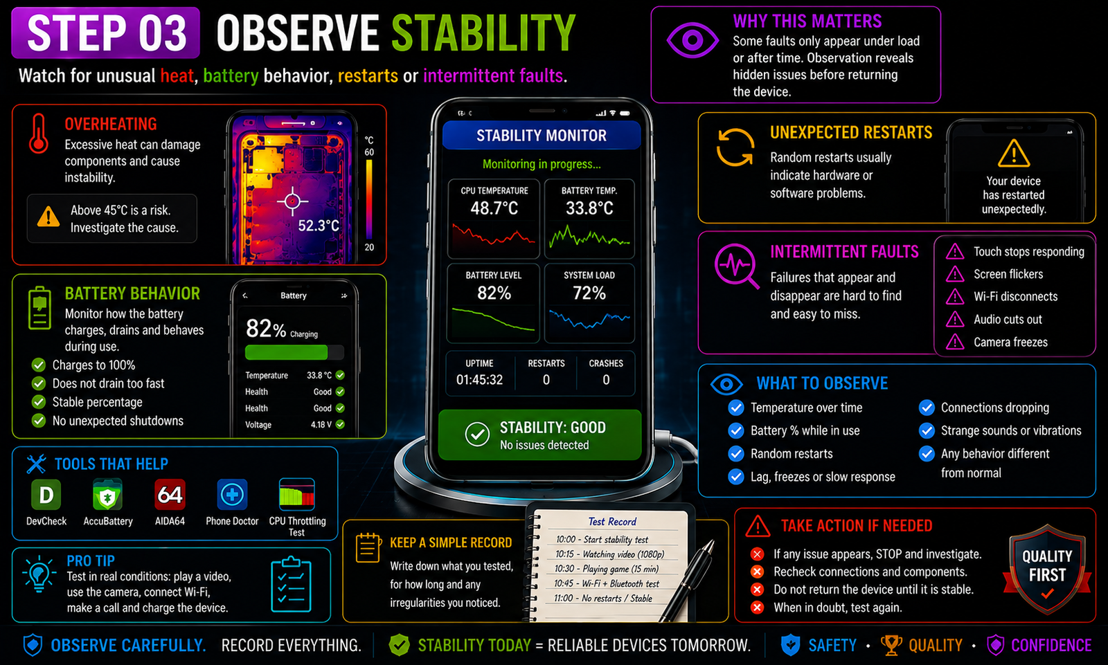 Technical illustration for lesson 07, step 3: Observe stability